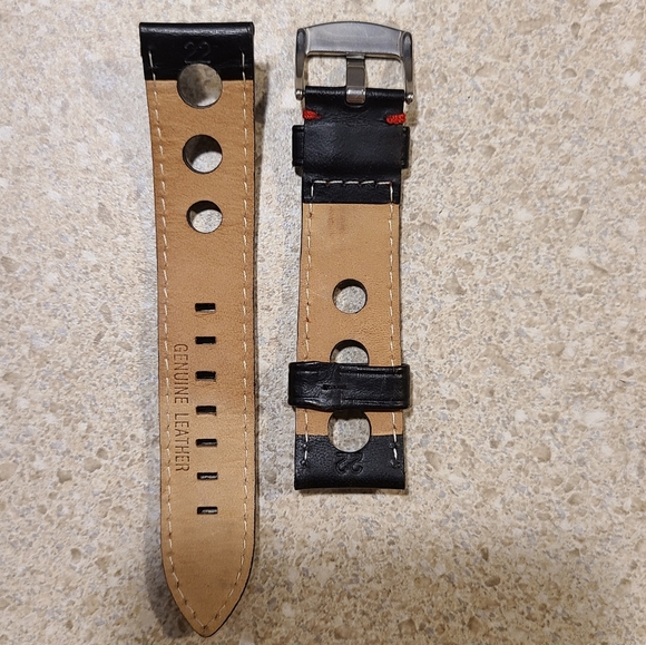 Italian Racing-style Leather Watch Stap 22mm - Picture 2 of 2